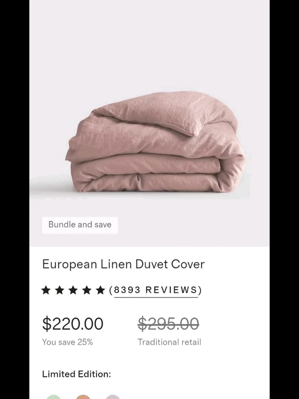 New! Quince European Linen Duvet Cover, Mauve, Full/Queen, MSRP $220